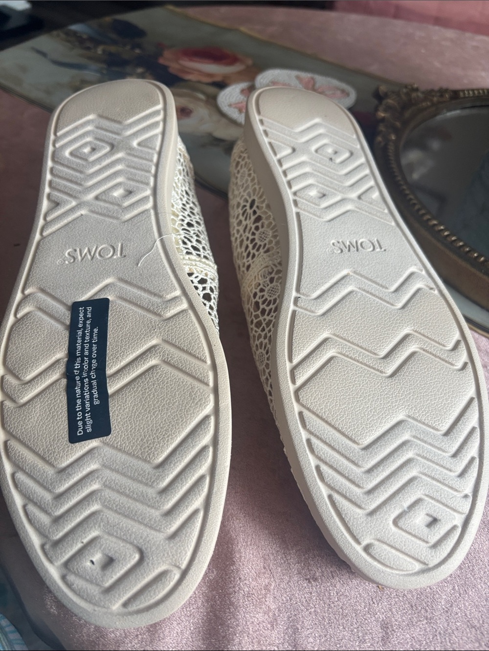 Toms Women's Cream Lace Slip-On Flats - Picture 3 of 3